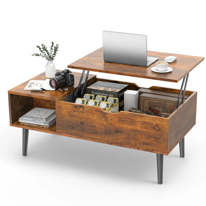 JHK Lift Top Coffee Tables For Living Room 39.37"x19.7" /Desk Tea Wood Dining Tables with Adjustable Storage Shelf,  Easy Lift Or Lower