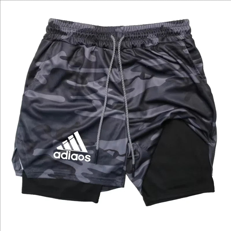 Men's Compression Shorts,  Summer Gym Fitness, Running,  Training Sports Shorts,  Two-In-One Mesh, Breathable and, Quick-Drying Shorts
