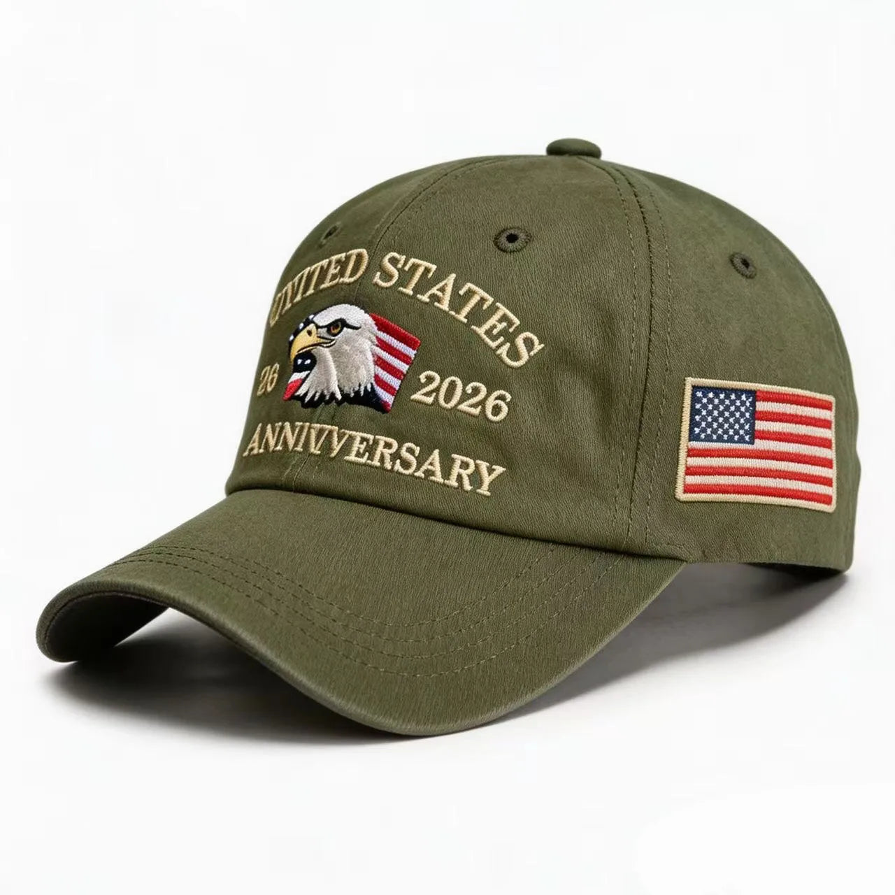250th Anniversary Twill Baseball Cap Unisex Sun hat,  Visor cap, Unable to verify the type of finish on the cap.  Fabric of cap is cotton.
