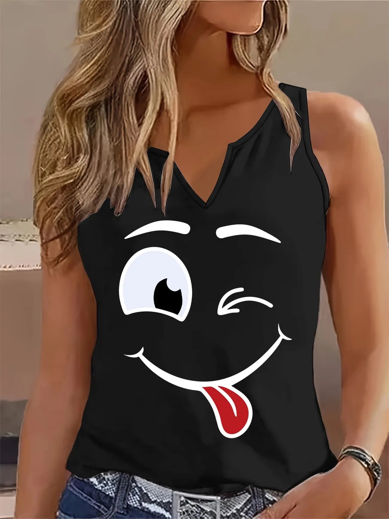 Funny Meme,  Sleeveless Tank Top,  T-shirt,  V Neck, Cute Vest /T- Shirt for  Women