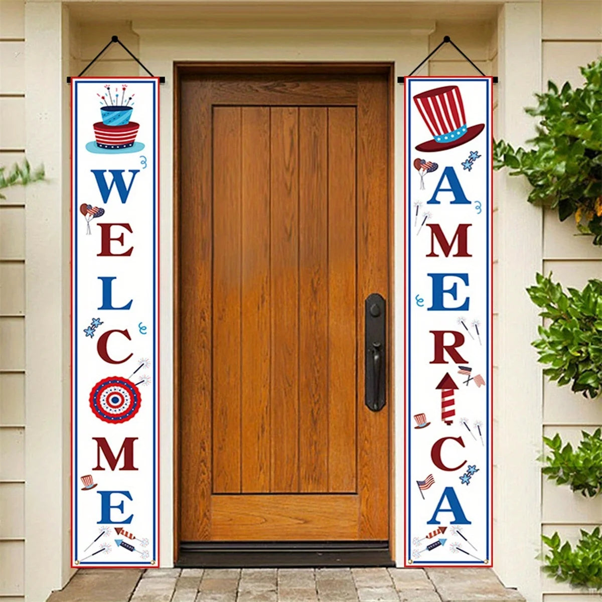 Independence Day  Memorial Day, Vetereans Day, Hanging Flag Banner , Outdoor/ Indoor  Patriotic Decor Family Party, Porch, Yard,  Garden,  Red White Blue USA Flag Decorations