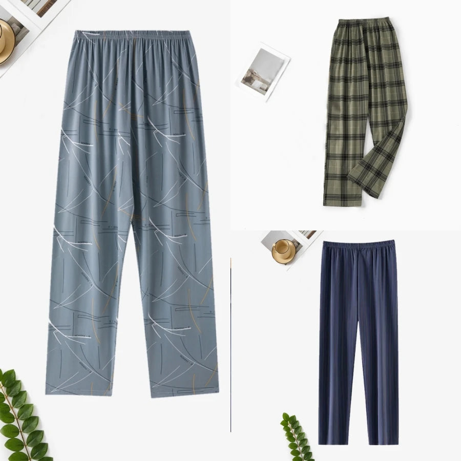 Men's Pajama Pants, Summer Trousers, Home Trousers, Thin Spring and Autumn,  Loose Plus Sizes.   Can Be Worn Outside.