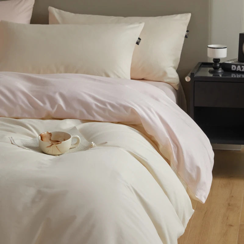 A-Class 100s Long-Staple Cotton Sateen, Brushed,  Solid Bedding Set Duvet Cover Set Luxurious Milled Softness, Smooth