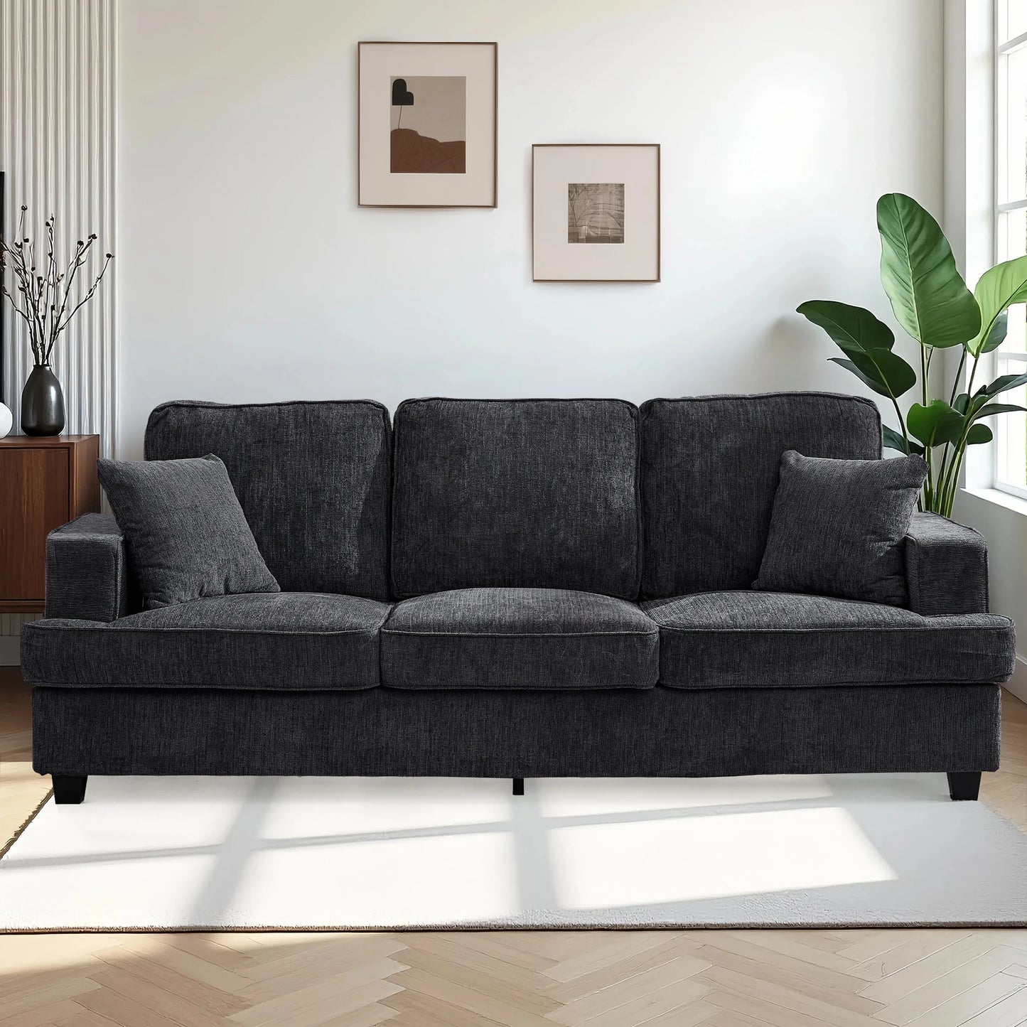 Sofa for Living Room, 89 inch Cloud Sofa in Chenile with Extra Comfy Soft Seats, Modern 3 Seater Sofas for Bedroom