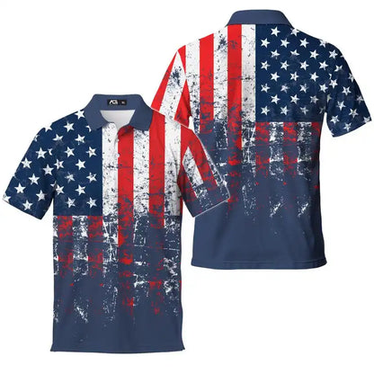 2026 Fashion USA Flag Pattern Polo Shirt for Men.  "Short" Sleeved T-shirt,   Summer,  Button,  Loose Top.  If you Want Womens Sizes of this shirt you can use the measurement chart to help.  Sizes are S-XL and theres a measre