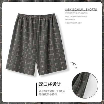 Summer solid color pajama pants in cotton. Mens breathable shorts.