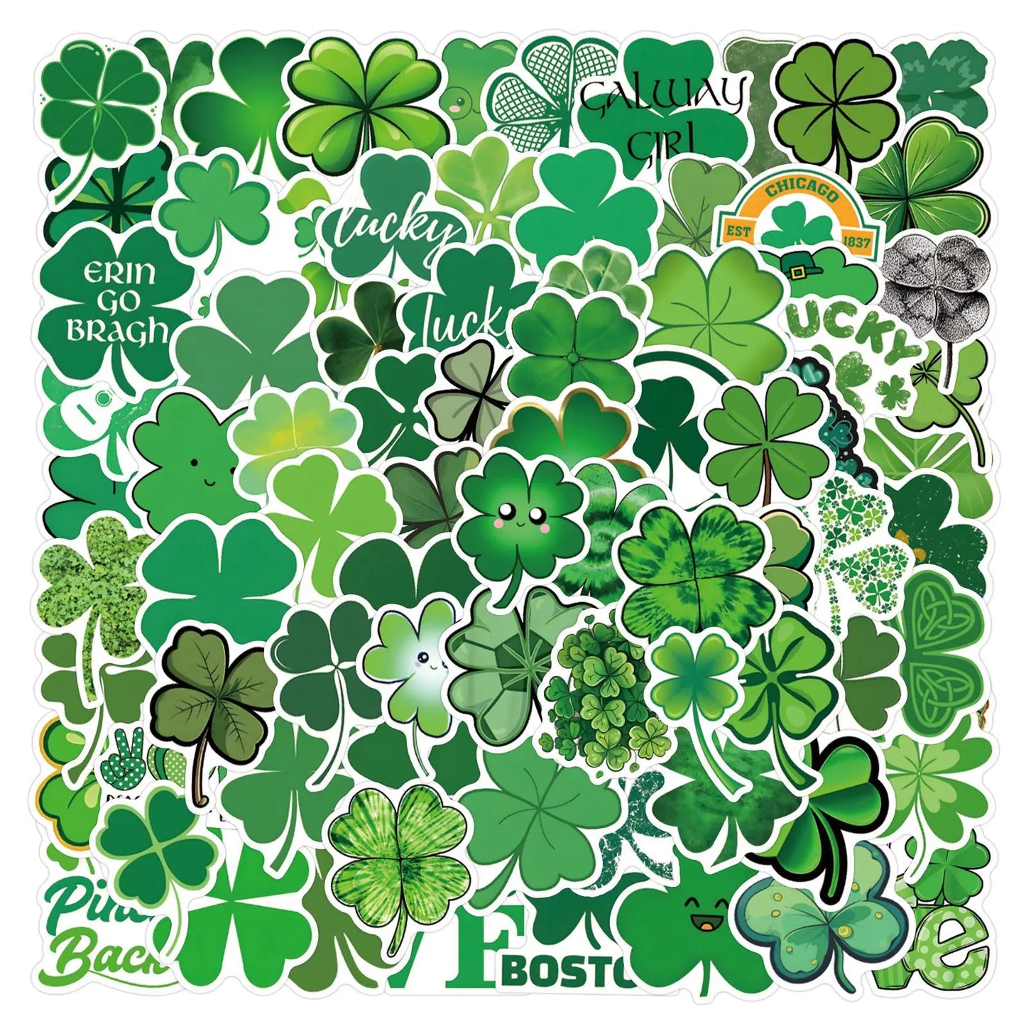 10/30/50/110PCS St Patrick Cartoon Stickers Festival Celebration Decals Clover Graffiti Green Stickers: Laptops, Phone, Guitar, Fridge