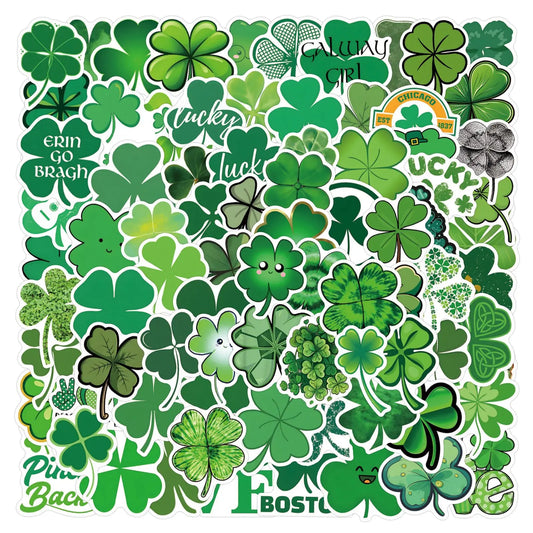 10/30/50/110PCS St Patrick Cartoon Stickers Festival Celebration Decals Clover Graffiti Green Stickers: Laptops, Phone, Guitar, Fridge