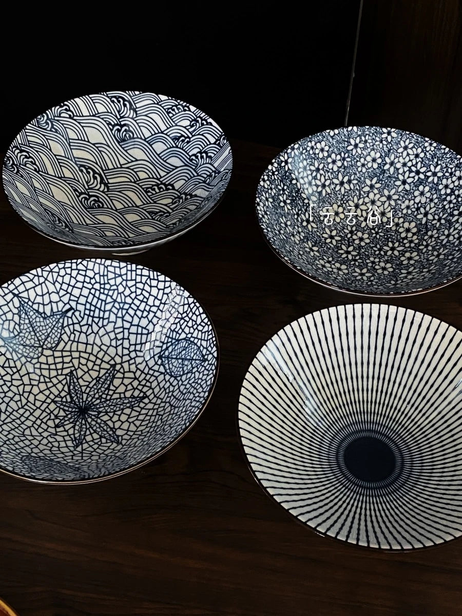 Large Size Hand-Painted Japanese Bowl for Soup,  Ramen, Etc.