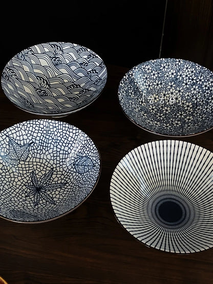 Large Size Hand-Painted Japanese Bowl for Soup,  Ramen, Etc.