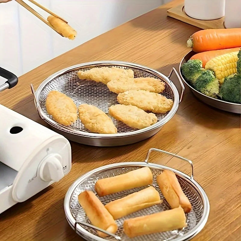 Stainless Steel Filter Tray,Reusable Round Mesh Basket,Frying, Grilling,Kitchen Strainer,Fruit vegetables,  water filter basket