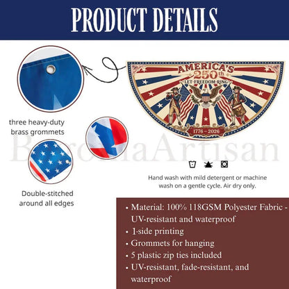 USA 250th Anniversary Fan-shaped Flag 1776 - 2026 Retro Patriotic Decor 4th of  July, Memorial Day, Veterans Day Independence Day Outdoor /Banner