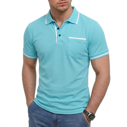 Summer Mens Short Sleeve T-Shirts WITH  Pocket.   Lightweight Casual Polo Shirt for Men, Loose Trendy Button Down Shirts for Men