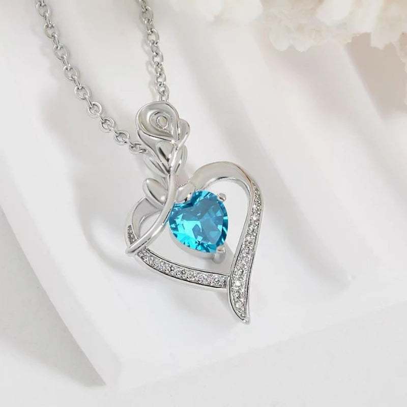Elegant Style Heart shaped Pendant Necklace.  Hollow Design Mother's Day Gift.