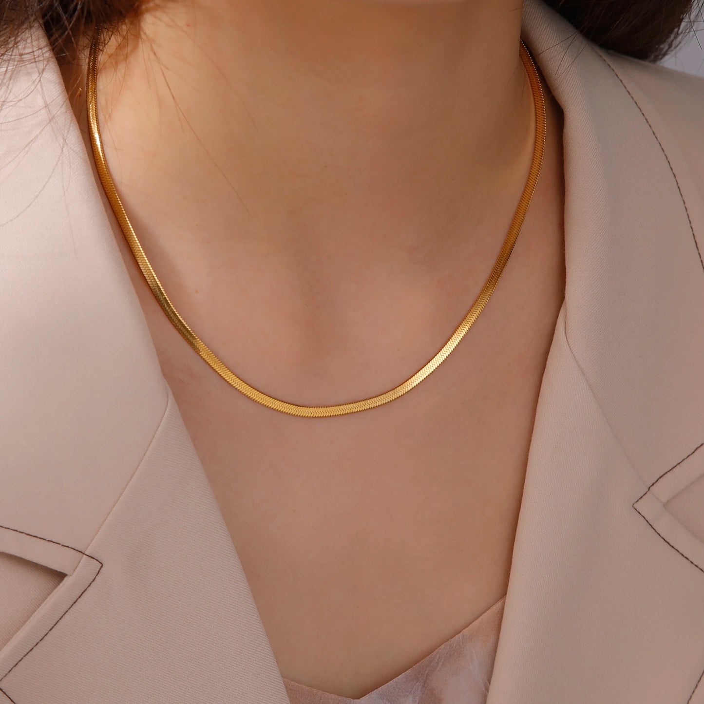 Stainless Steel Snake Chain Necklace for Women /Men of Gold Color  with Herringbone Choker,  Neck Chains 2026 Trend Jewelry Gift.  Perfect Gift for MOTHERS and FATHERS DAY