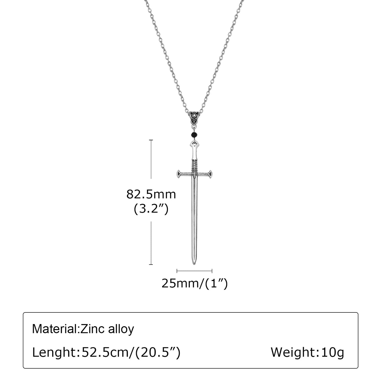 Vnox Mens Punk Rock Sword Cross Pendant Necklaces, Retro Gothic Long Knife Necklace Hip Hop Jewelry for Women Teens