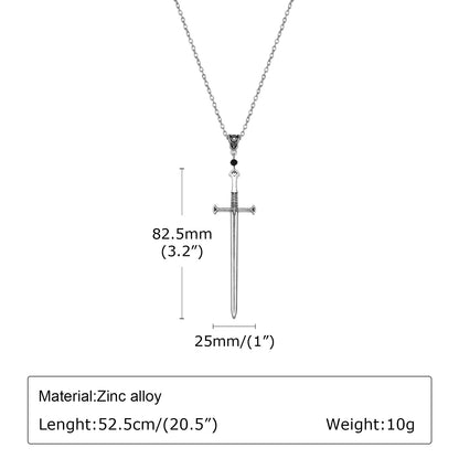 Vnox Mens Punk Rock Sword Cross Pendant Necklaces, Retro Gothic Long Knife Necklace Hip Hop Jewelry for Women Teens
