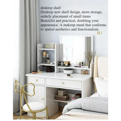 Makeup table bedroom with mirror storage integrated, for small apartment or space,  simple multi-functional,  Internet dresser