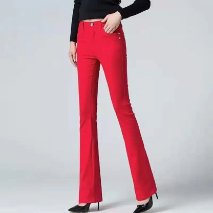 2026 Women's Autumn and Winter New High Waist Micro Jeans with Velvet Slimming Features.   Large Sizes, Multi Color Casual Pants. Don't  wait too long!!!