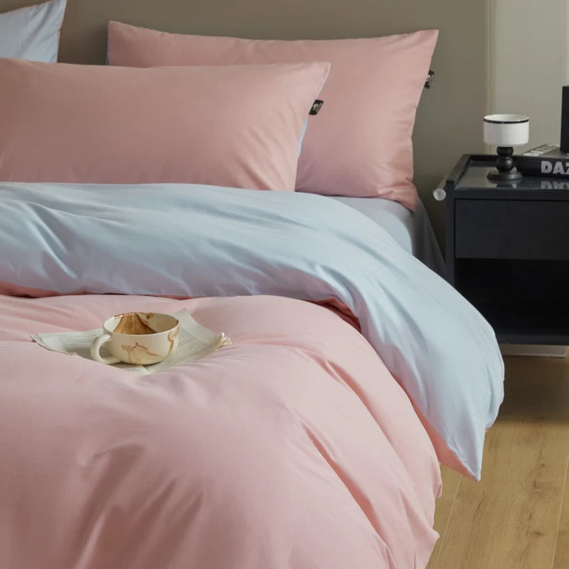 A-Class 100s Long-Staple Cotton Sateen, Brushed,  Solid Bedding Set Duvet Cover Set Luxurious Milled Softness, Smooth
