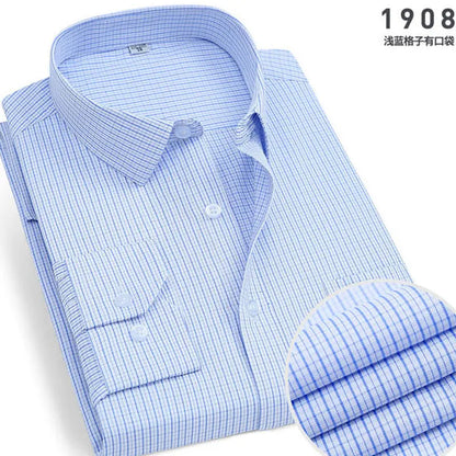 Spring  Men's Stripes and solids,  long-sleeved Shirt,  Non-ironing,  Anti-wrinkle,  Comfortable,  Breathable,  Business Casual Fashion Slim Fit