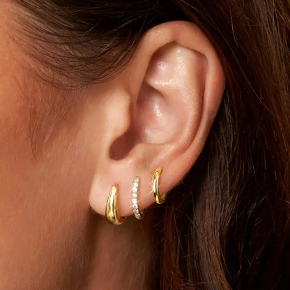 3 Pairs Stainless Steel Crystal Zirconia Hoop Earrings for Women Trendy Simple Gold Plated Circle Punk Earrings Piercing Jewelry