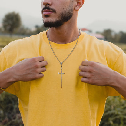 Vnox Mens Punk Rock Sword Cross Pendant Necklaces, Retro Gothic Long Knife Necklace Hip Hop Jewelry for Women Teens