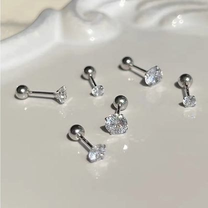3 Pairs of  Classic Round Zirconia Stud Earrings For Women, Stainless Steel.   HAPPY MOTHERS DAY !!!!!!!!
