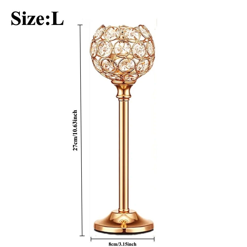 1Pcs Modern Crystal Tealight,  Metal Candle Holders,  Wedding Party, Church Deco,  Dinning Table Centerpieces Candlestick Decoration