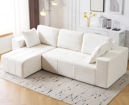 Cloud Modular Sectional Couch 105 Inch Chenille Deep Seat L-Shape Sofa with Chaise Customized Upholstered Boneless Couches