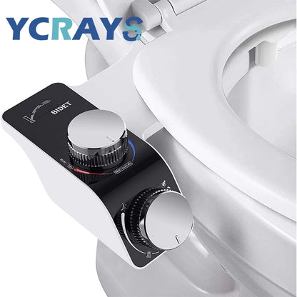 Bidet Toilet Seat Attachment Non-Electric Self-Cleaning Dual Nozzles Wash Hot Cold Mixer Water Lady Bathroom Accessories Sprayer