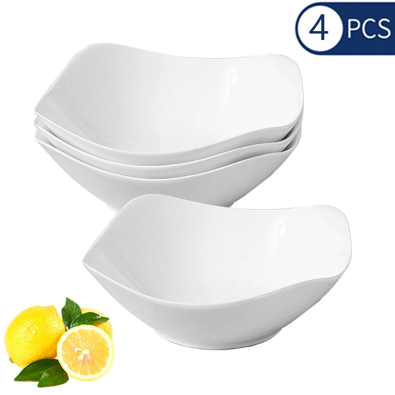 2/4/6/8pcs, white salad bowl, reusable, suitable for family gatherings, hotels, outdoor RVs, outdoor- picnics, parties.