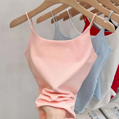 SIX Solid color SPAGHETTI  Tank Top.   Women's Cotton Summer Tank Tops,  New Slim Fit with  SLIGHT STRETCH for  Girls/Women. Waist Cinched .