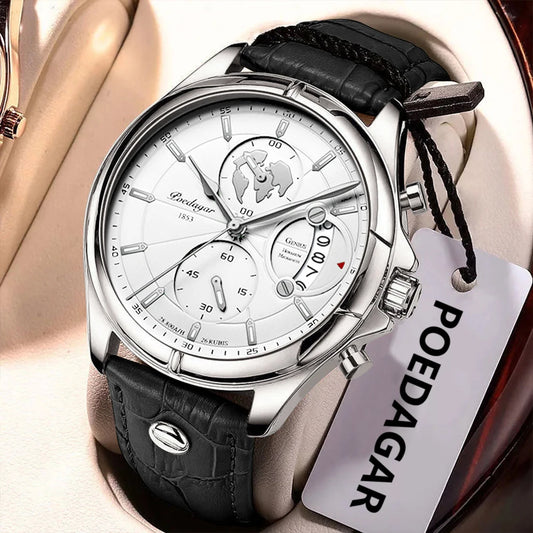 Luxury Mens  Wristwatch,  Chronograph Date,  Waterproof,  Leather.  Mens  Watch,  Quartz, Men's Watches