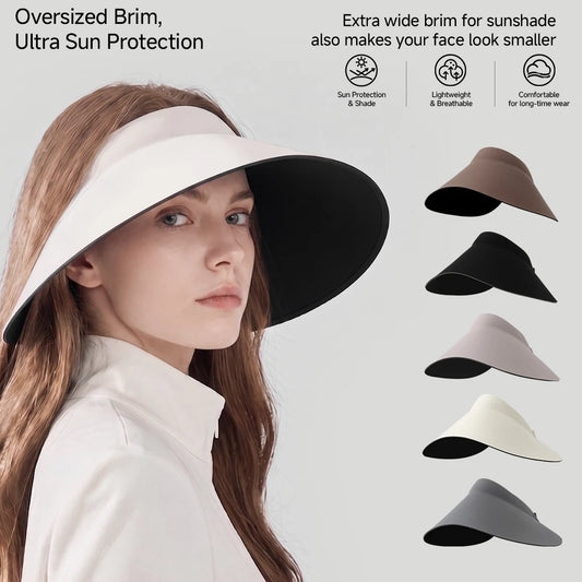 Women's Sun Top Hat with UV Protection, Seamless One-Piece Visor, Wide Brim for Full Shade, Hollow Top Sun Cap.  IVORY is Available and Just a few Brown.