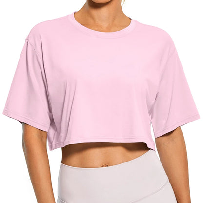 Shirt Funny Women's Crop Tops Casual Female White Crop Tops T-shirt Round Neck Short Loose Tees Summer PLEASEcheck sizing charts!!!