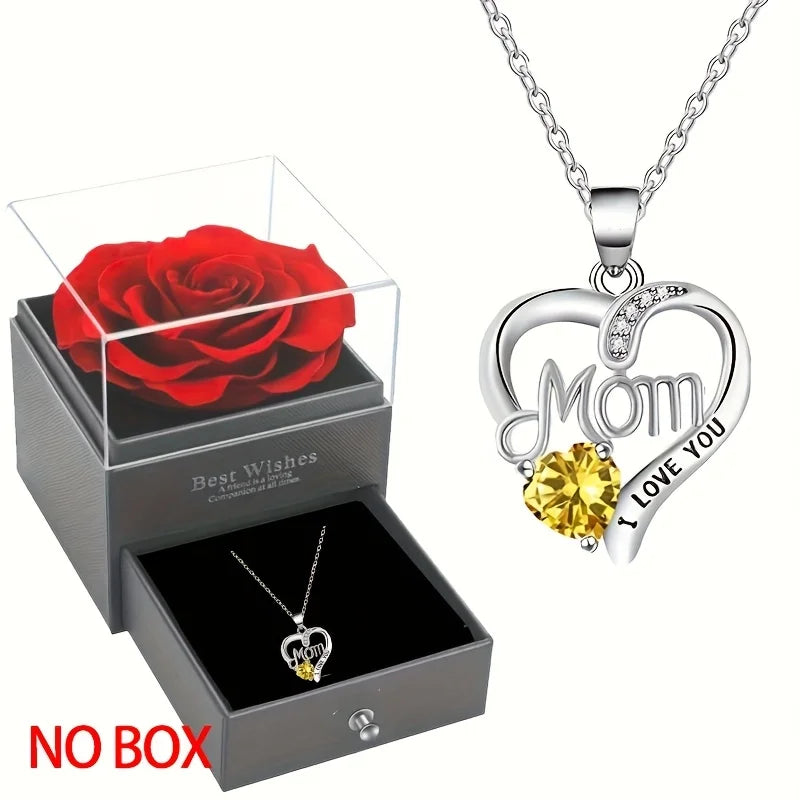 Elegant Style Heart shaped Pendant Necklace.  Hollow Design Mother's Day Gift.