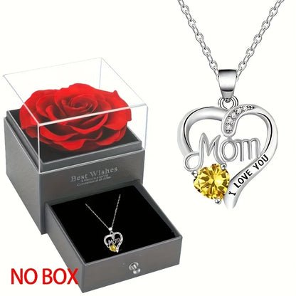 Elegant Style Heart shaped Pendant Necklace.  Hollow Design Mother's Day Gift.