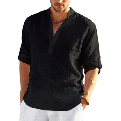New Men's Casual Shirt, Cotton Linen Shirt,  Loose Tops, Long Sleeve Tee Shirt  for Spring /Autumn.  Casual Handsome Men's Shirts.  Lots of Colors!