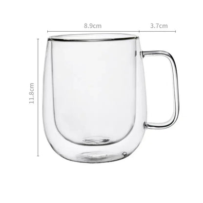150-350ml Heat Resistant High Borosilicate Glass Mug.  Double Wall Glass Coffee Cup with Handle.