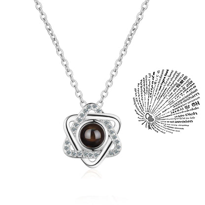 Love Heart Necklace  IN 100 Languages FOR  " I Love You".   Projection Pendant Jewelry For Mom Girlfriend Birthday Christmas Romantic Gifts