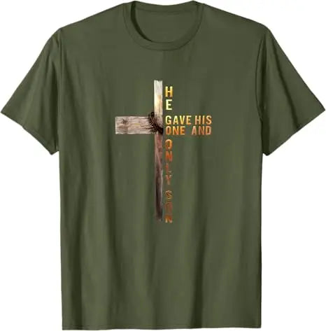 Easter Cross,  He Is Risen, Jesus/ Christian,  Men /Women T-Shirt, Bible verse John 3:16.