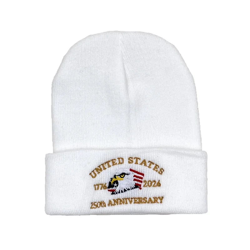 250th Anniversary USA Knit Hat.  Warm, Cozy Embroidery Beanie for Women /Men, 250 Year American Anniversary Merchandise