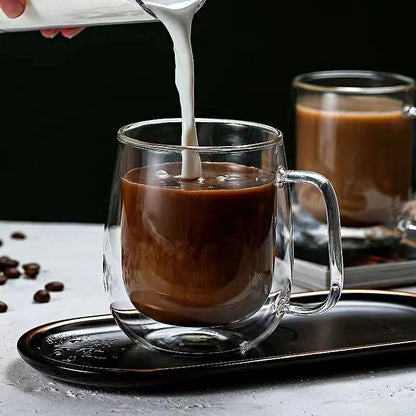 150-350ml Heat Resistant High Borosilicate Glass Mug.  Double Wall Glass Coffee Cup with Handle.