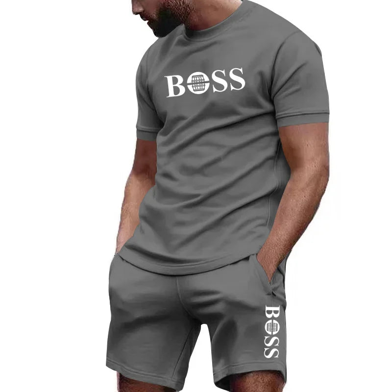 Men's two-piece sportswear.  Short sleeved T-shirt and pants set for  running and fitness sportswear 2026 summer.