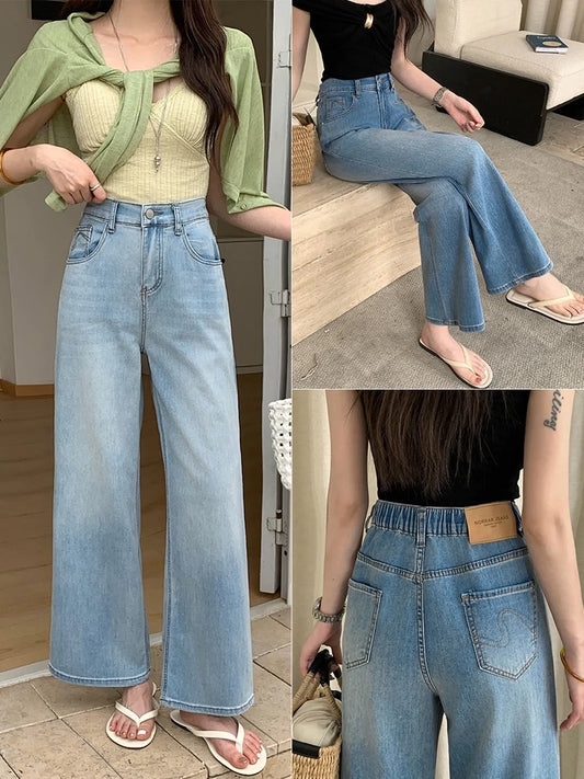 2026 Summer Plus Size Straight Stretch Thin Denim Jeans,  High Elastic Wais,  Slim,  for Casual Pants Curvy Ladies.  Please check sizing charts for US sizing, Not Asian!!!,depending on what your used to>