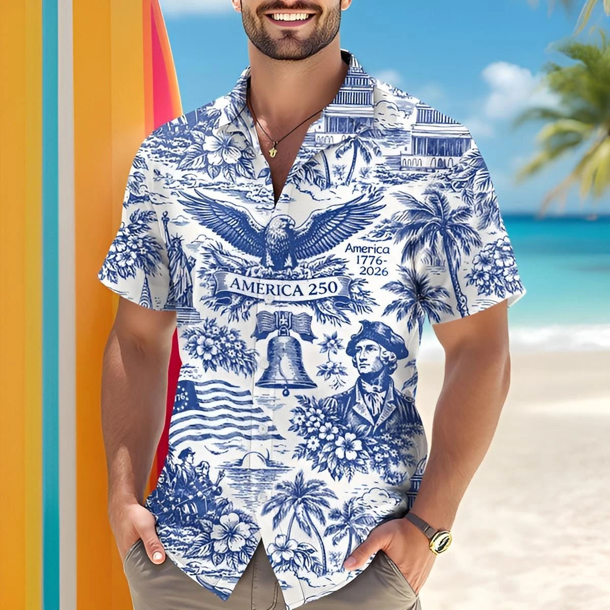 250th Anniversary America Hawaiian Shirt 250 Years USA Independence Day Shirt 1776-2026 Clothing 4th Of July Patriotic Gift