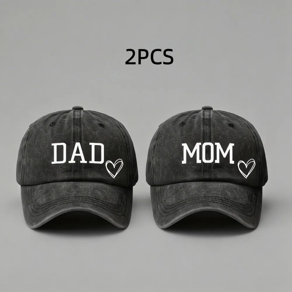 2pcs/set Fashion DAD MOM Love Printed Baseball Cap Washed Cotton Adjustable Couple Cap Baseball Caps For Men/ Women.  Black/Pink and Navy /PINK are the most pairs,BUT....Its still below our measurement.  If you want to try Pl