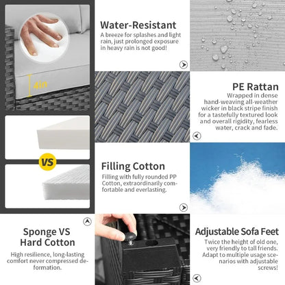 45" Light Grey 6-Piece Patio Set - 60,000 BTU Propane Fire Pit Table