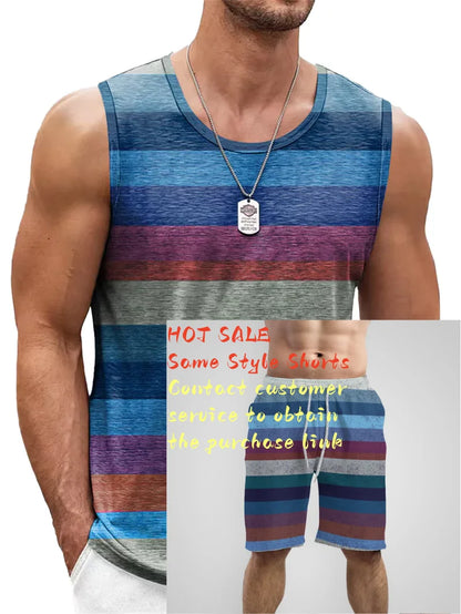 Retro Striped Graphic Tank Tops For Men. Casual Summer Sleeveless 3D Printed Vest,  Loose Crew Neck Quick Dry Sports Tees.  10 different Stripe Choices.  Lots of size choices also.